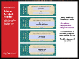 Family Coupon Book Template, Editable, PRINTABLE PDF document – Emmy ...