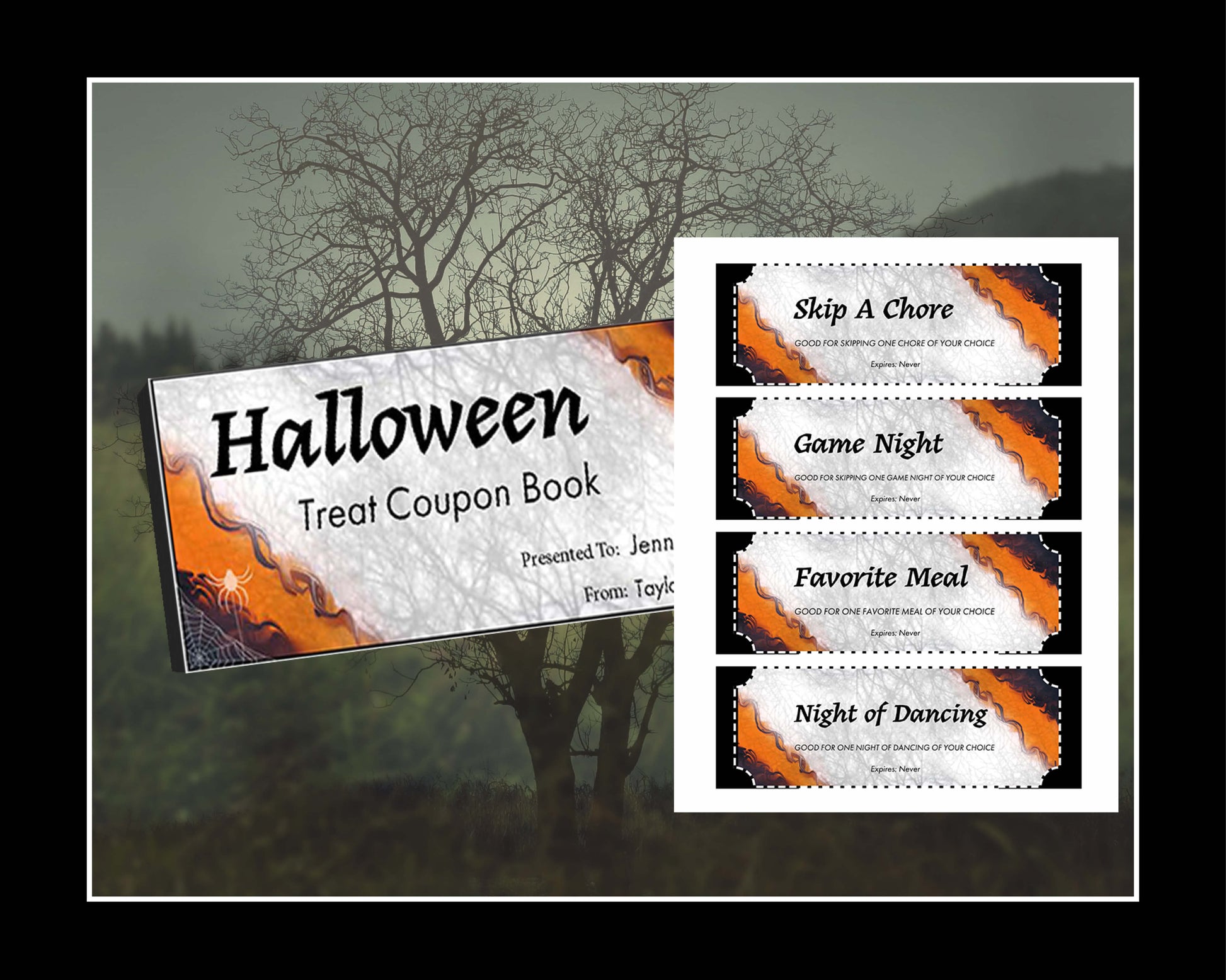 PDF Instant Download Editable Halloween Coupon Book