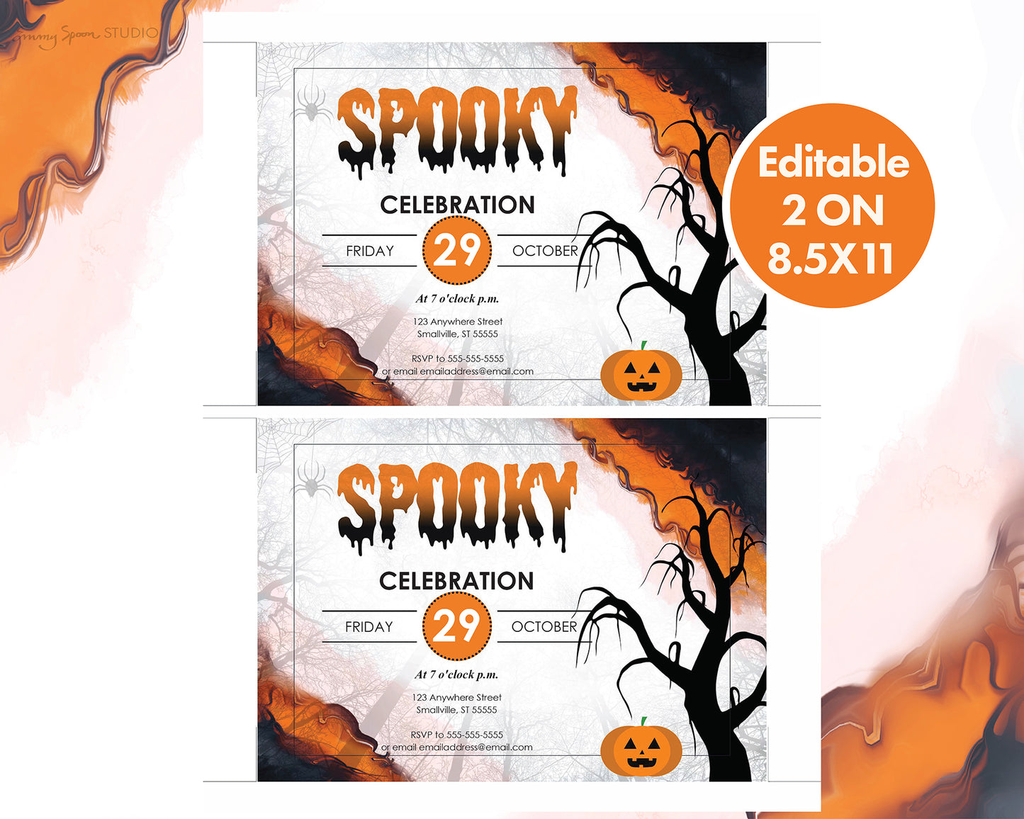 Editable Spooky Party Invite Download, Personalized Invitation