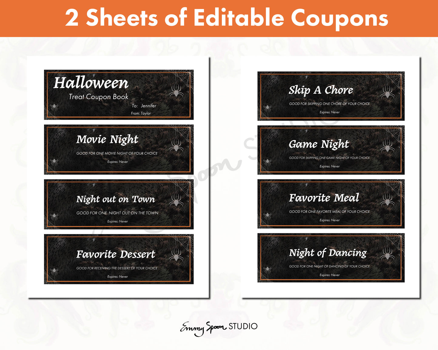 Halloween Editable Coupons (Spooky), Personalized Coupons, Digital Download, PDF