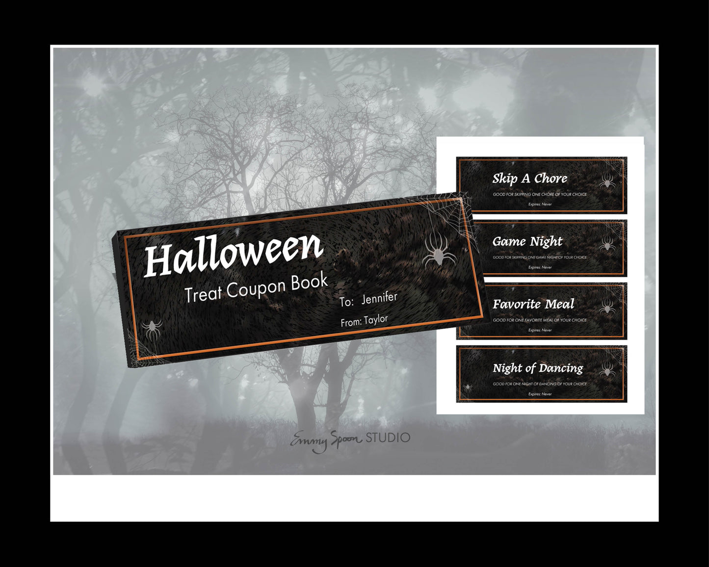 Halloween Editable Coupons (Spooky), Personalized Coupons, Digital Download, PDF