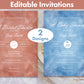 Editable Invitations. You can customize these by swapping out text in Adobe Acrobat Reader. This shows two designs of a Bridal Shower and a Baby Shower invitation by Emmy Spoon Studio