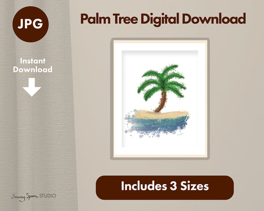 Palm Tree Digital Download, JPG Instant Download, Emmy Spoon Studio, Includes 3 Sizes