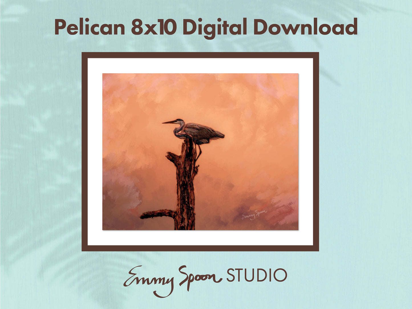 Pelican painting - Pelican 8x10 Digital Download by Emmy Spoon Studio