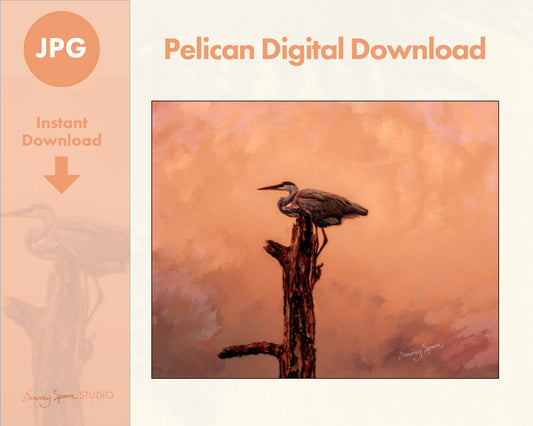 Pelican digital print, PRINTABLE wall art