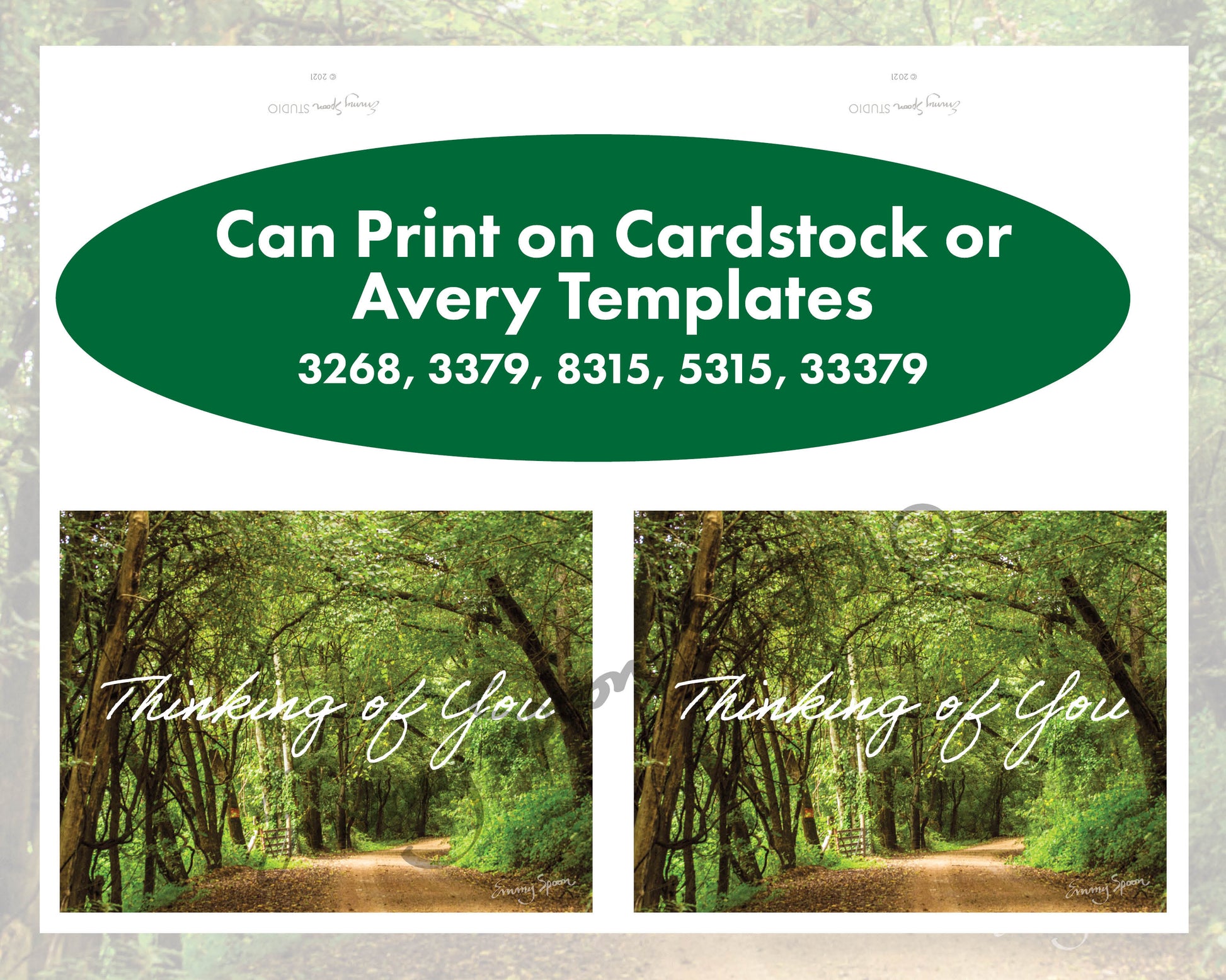 Can Print on Cardstock or Avery Templates, 3268, 3379, 8315 or 33379. Thinking of You