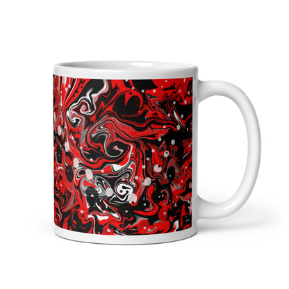 Red Black and White glossy abstract mug
